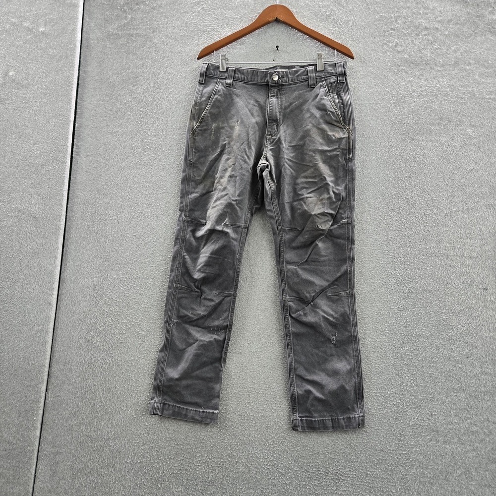 Carhartt Men Pants 34X30 Gray Slim Straight Fit Rigby Dungaree 28" Inseam READ
